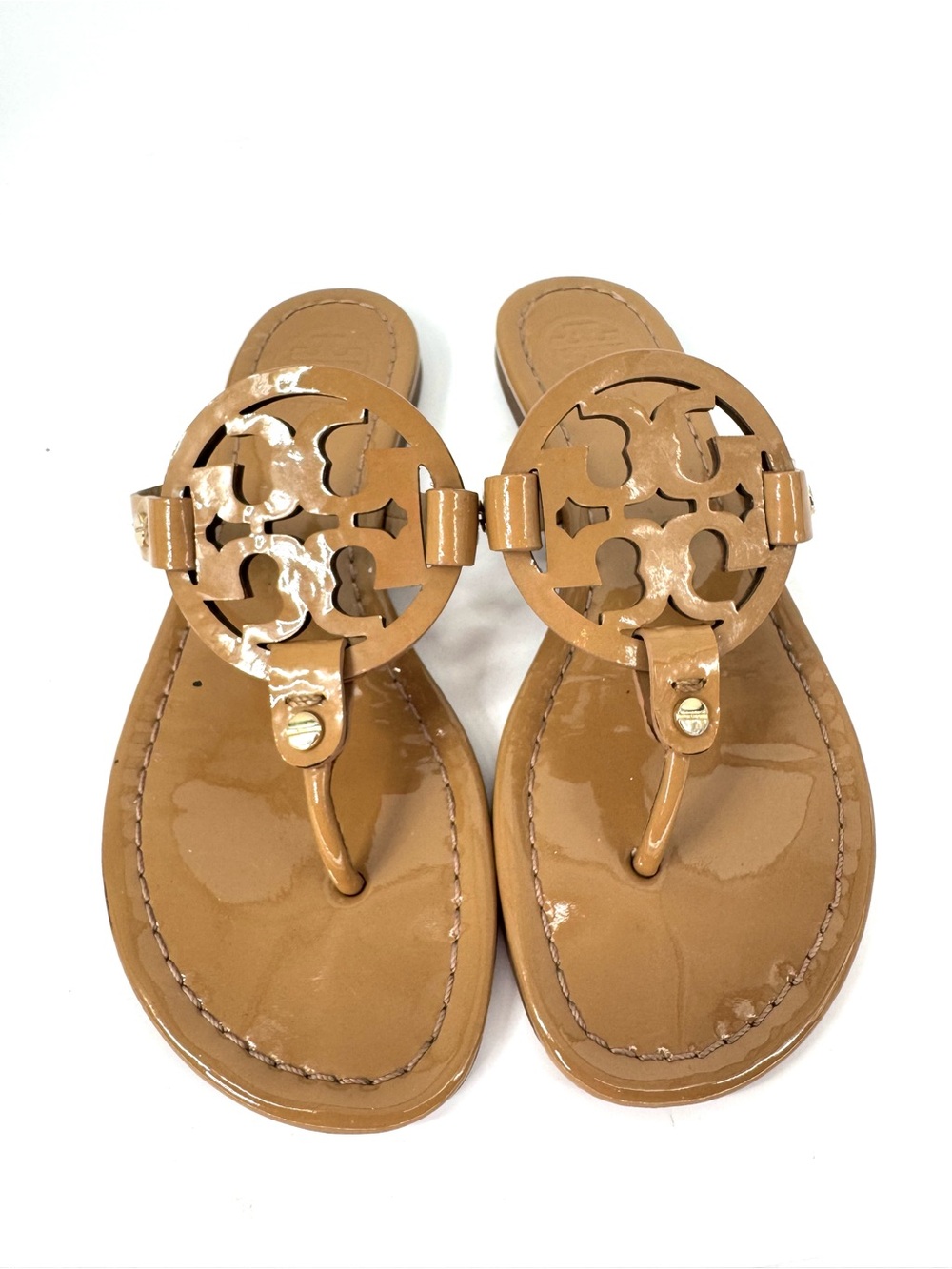 Tory Burch Miller Sandals Tan Patent Leather 6.5